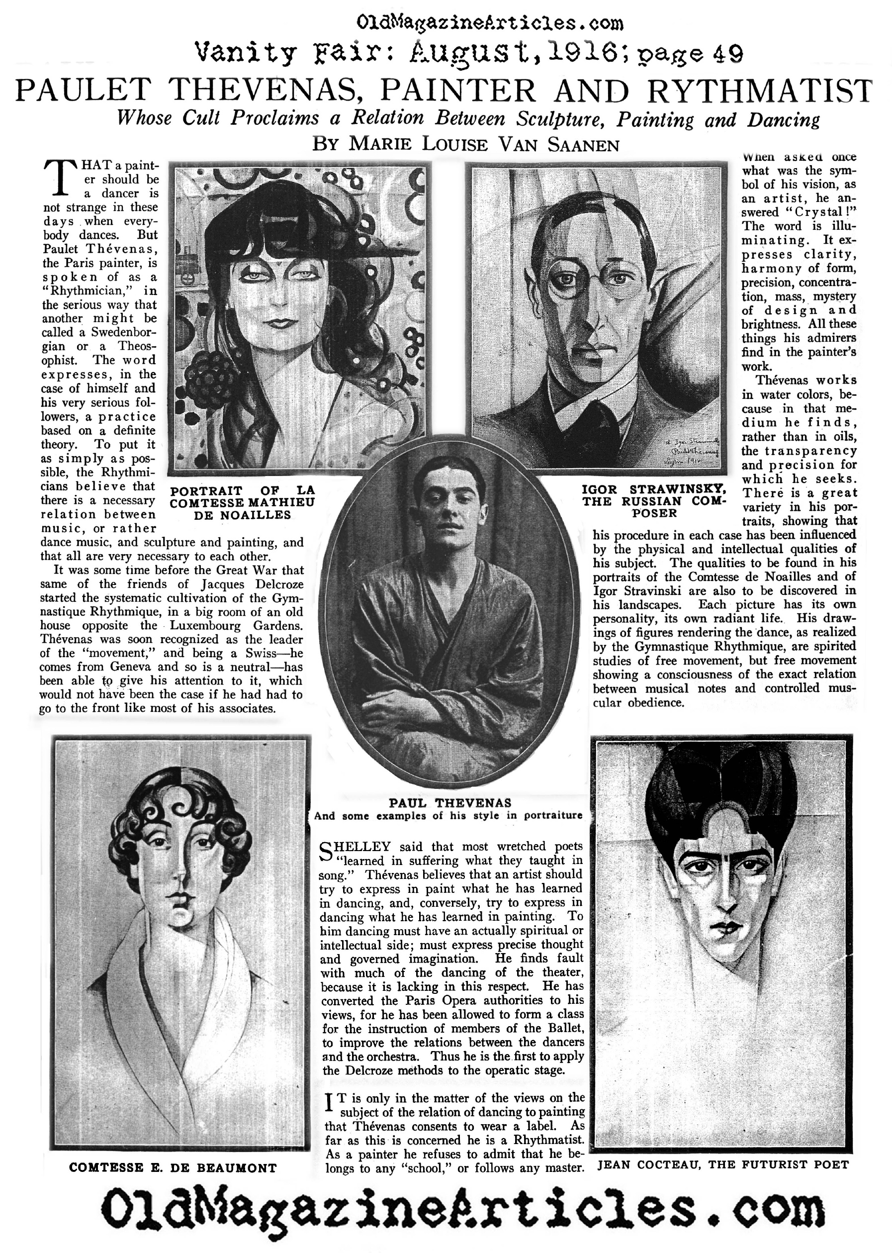 Paul Thevenaz: Rhythmatist Painter (Vanity Fair Magazine, 1916)